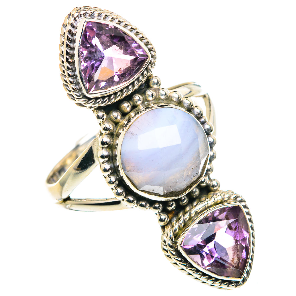 Blue Lace Agate Rings handcrafted by Anasilvercos - RING88084