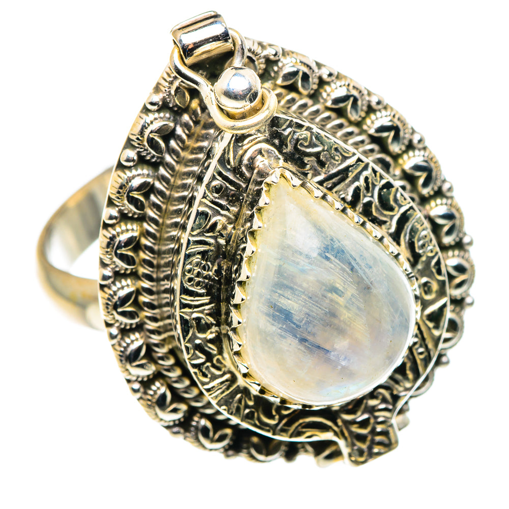 Rainbow Moonstone Rings handcrafted by Anasilvercos - RING88086