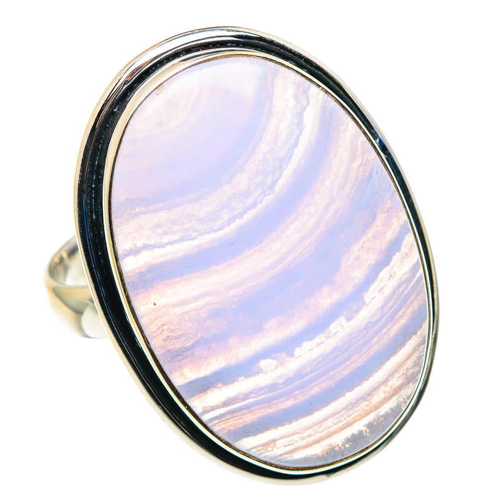 Blue Lace Agate Rings handcrafted by Anasilvercos - RING88090