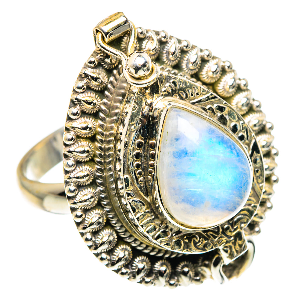 Rainbow Moonstone Rings handcrafted by Anasilvercos - RING88110