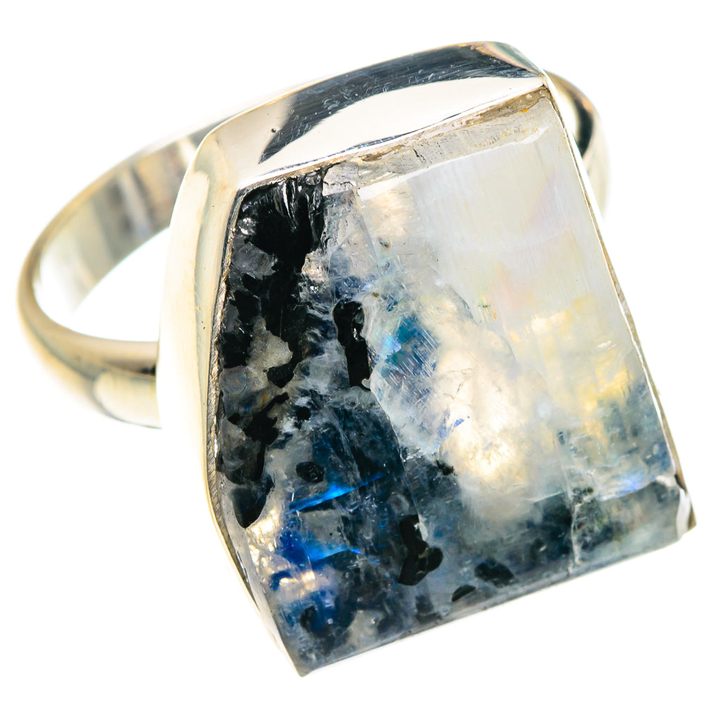 Rainbow Moonstone Rings handcrafted by Anasilvercos - RING88112