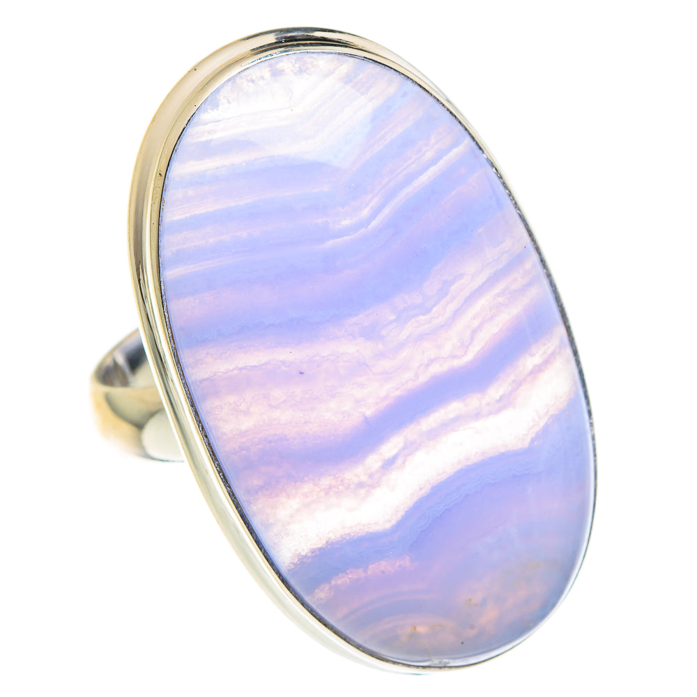Blue Lace Agate Rings handcrafted by Anasilvercos - RING88113