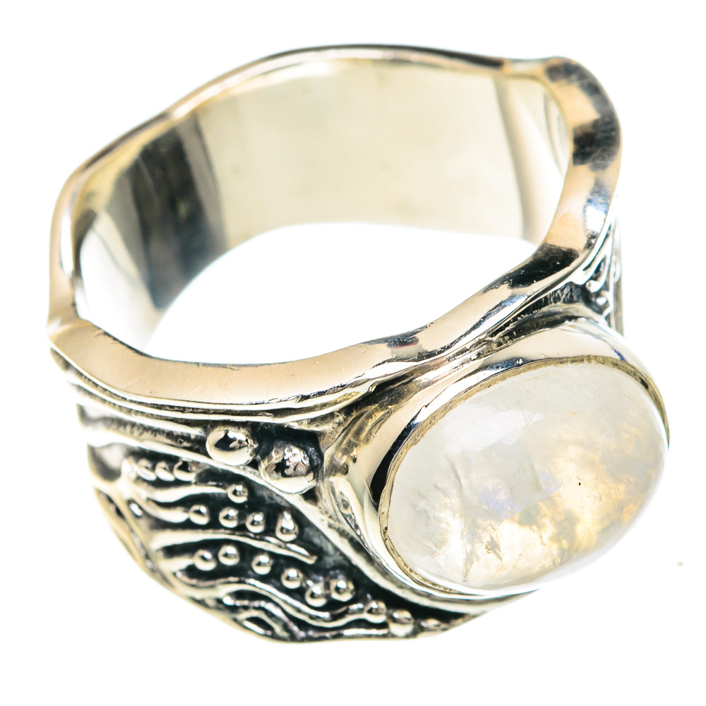 Rainbow Moonstone Rings handcrafted by Anasilvercos - RING88157