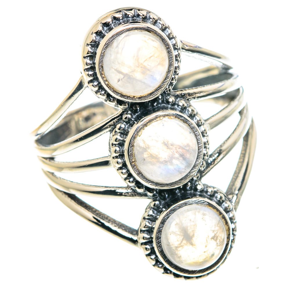 Rainbow Moonstone Rings handcrafted by Anasilvercos - RING88158