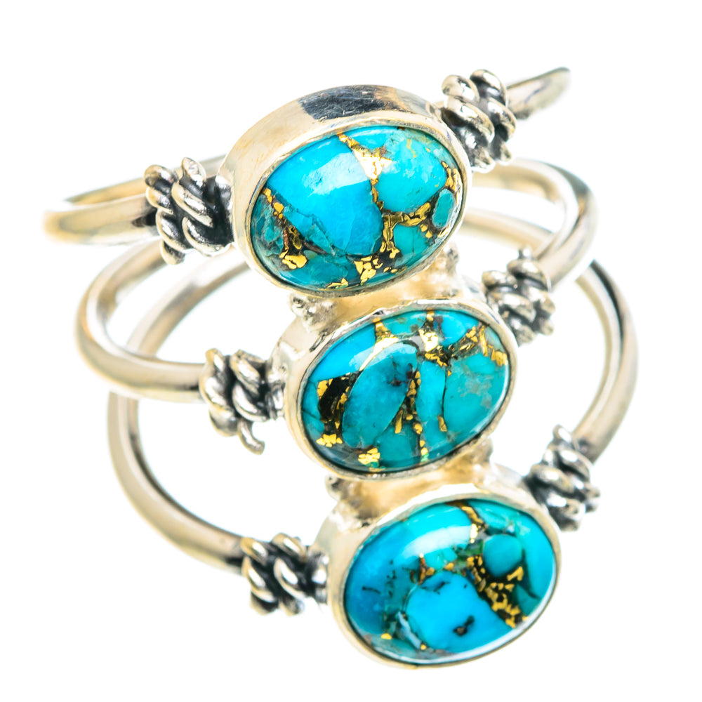 Blue Copper Composite Turquoise Rings handcrafted by Anasilvercos - RING88290