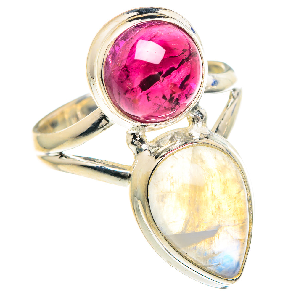 Rainbow Moonstone Rings handcrafted by Anasilvercos - RING88323