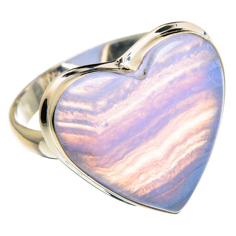 Blue Lace Agate Rings handcrafted by Anasilvercos - RING88405
