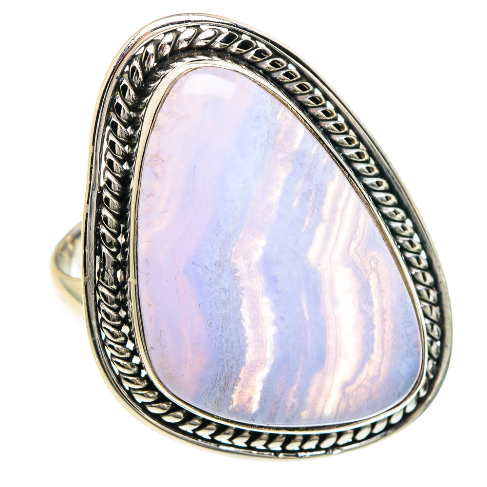 Blue Lace Agate Rings handcrafted by Anasilvercos - RING88434