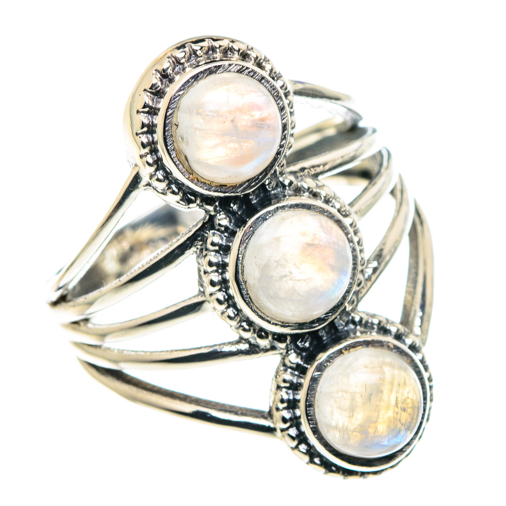 Rainbow Moonstone Rings handcrafted by Anasilvercos - RING88463