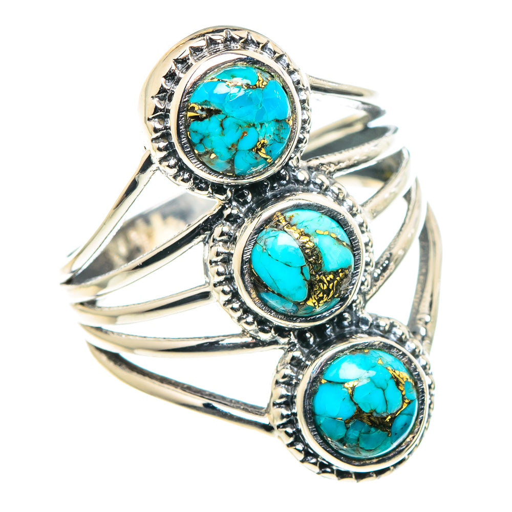 Blue Copper Composite Turquoise Rings handcrafted by Anasilvercos - RING88643