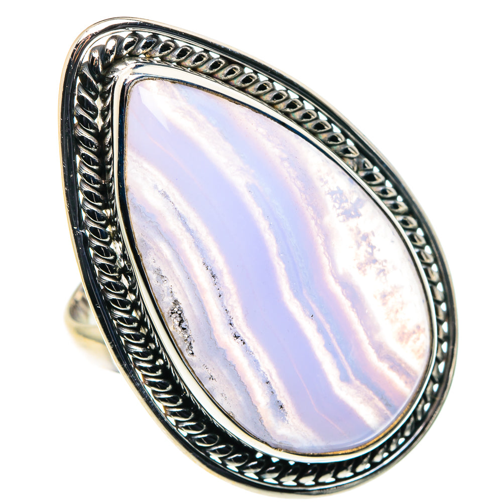 Blue Lace Agate Rings handcrafted by Anasilvercos - RING88714