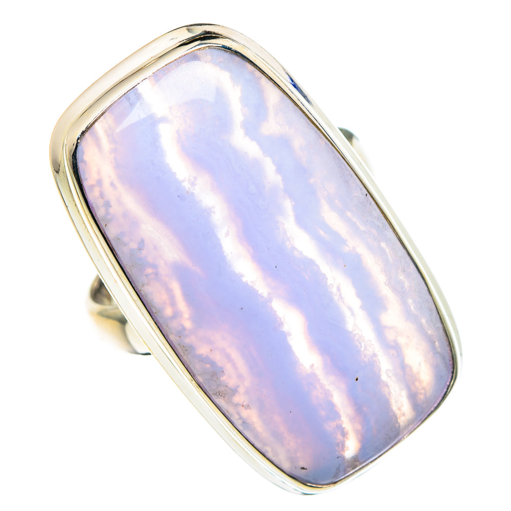 Blue Lace Agate Rings handcrafted by Anasilvercos - RING88744