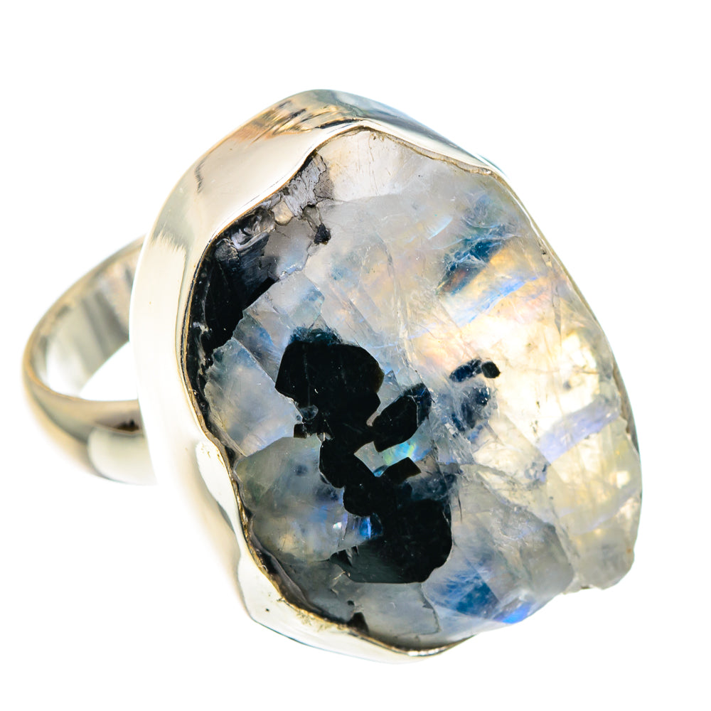 Rainbow Moonstone Rings handcrafted by Anasilvercos - RING88778