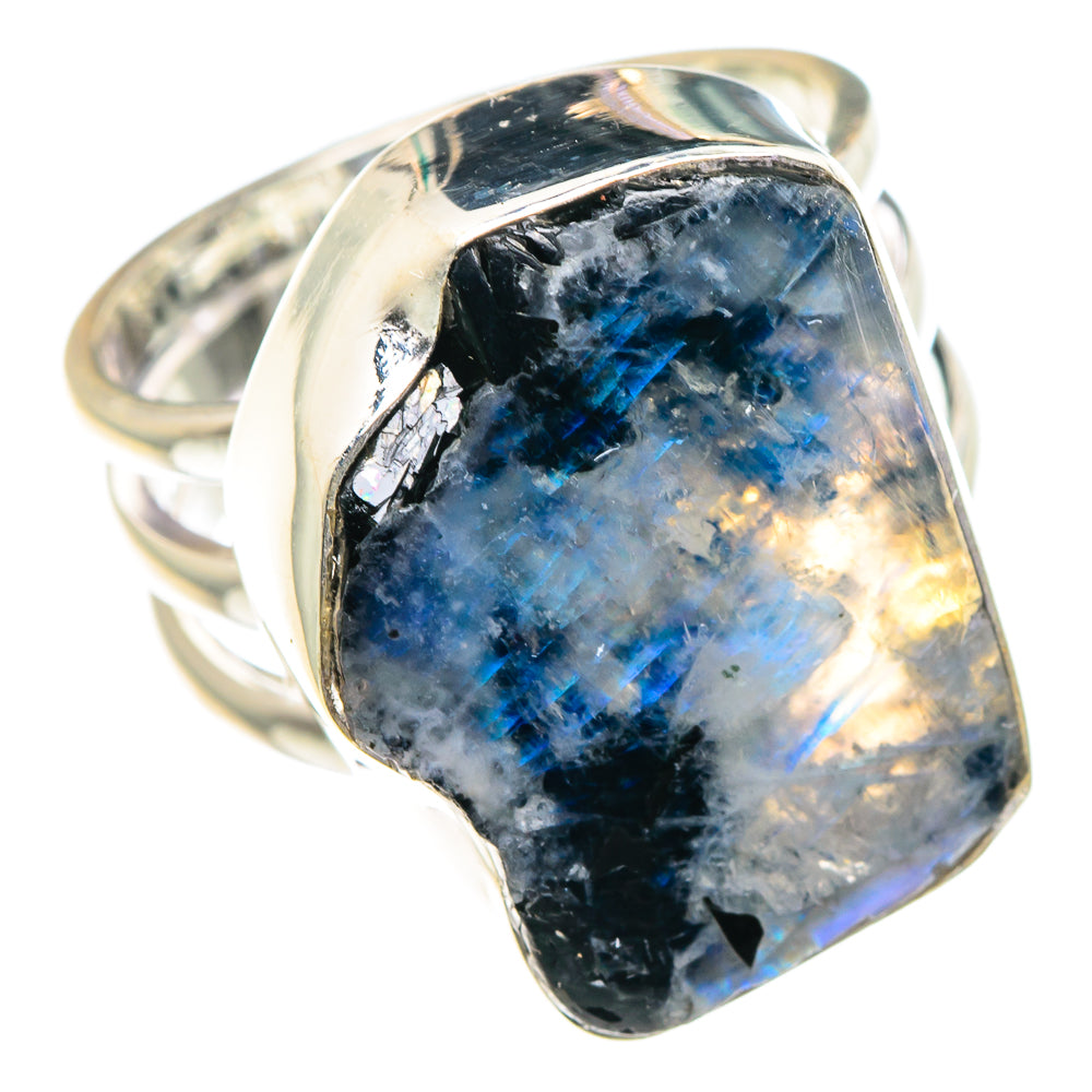 Rainbow Moonstone Rings handcrafted by Anasilvercos - RING88848