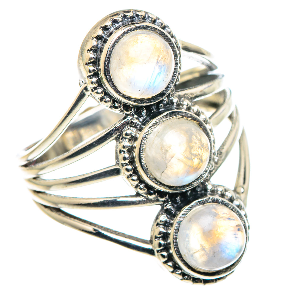 Rainbow Moonstone Rings handcrafted by Anasilvercos - RING88912