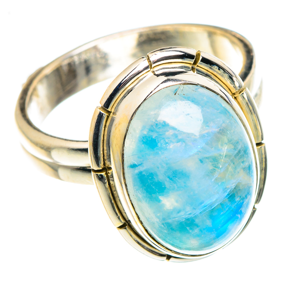 Rainbow Moonstone Rings handcrafted by Anasilvercos - RING88989