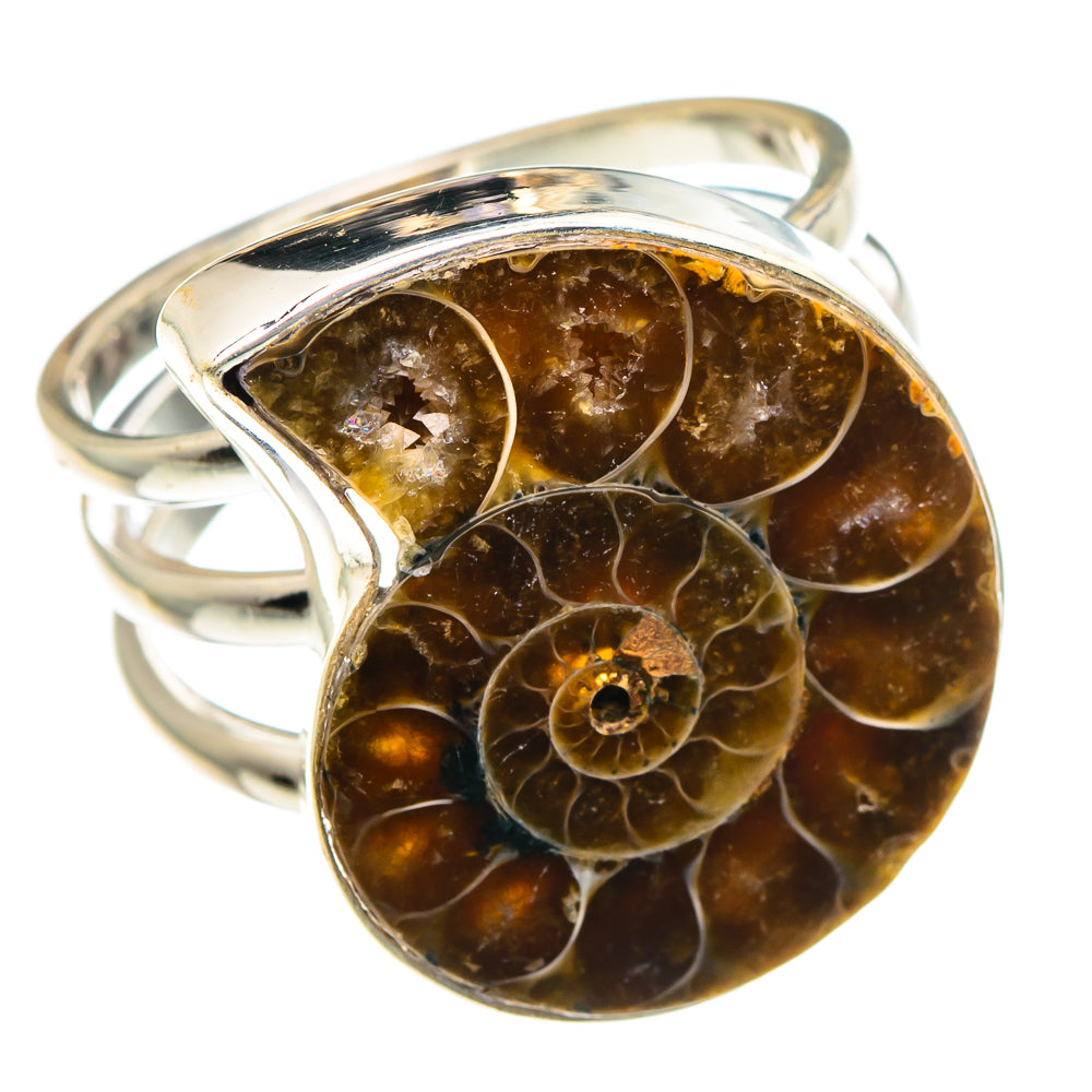 Ammonite Fossil Rings handcrafted by Anasilvercos - RING89015