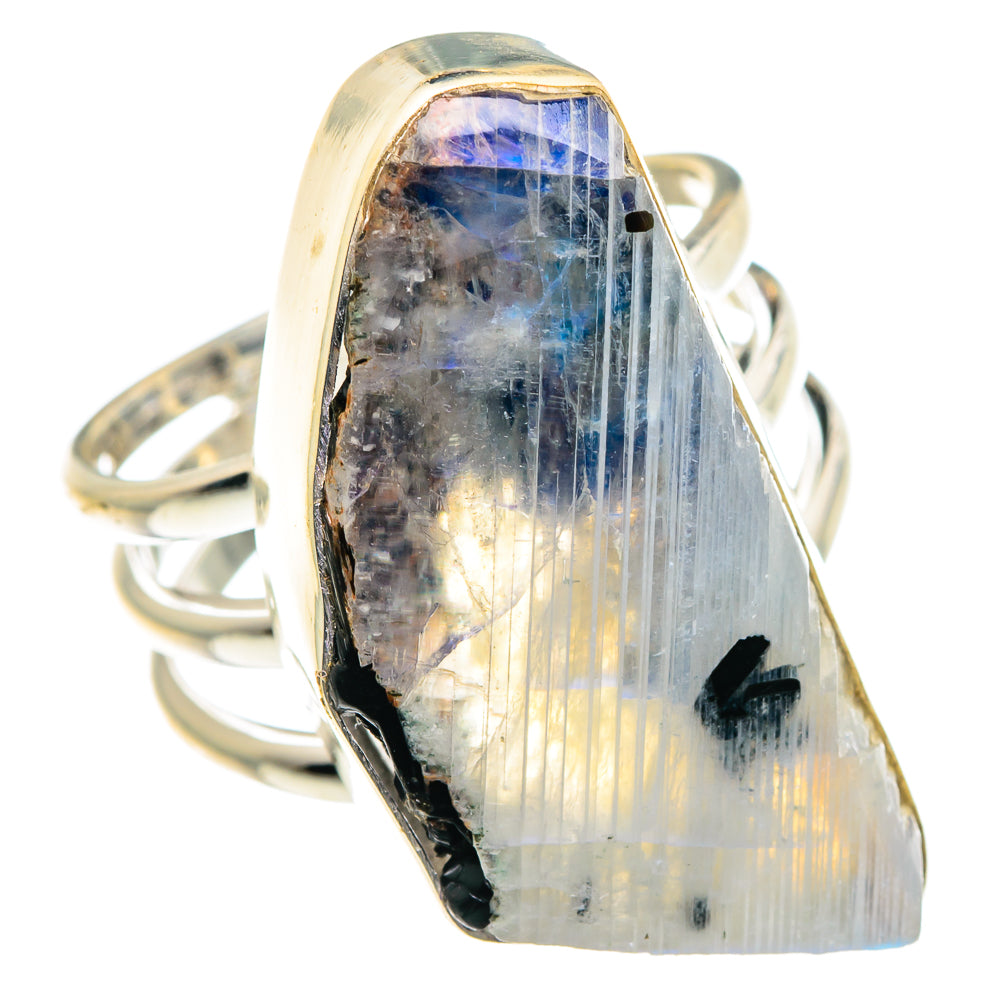Rainbow Moonstone Rings handcrafted by Anasilvercos - RING89029