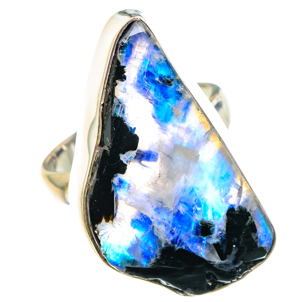 Rainbow Moonstone Rings handcrafted by Anasilvercos - RING89030