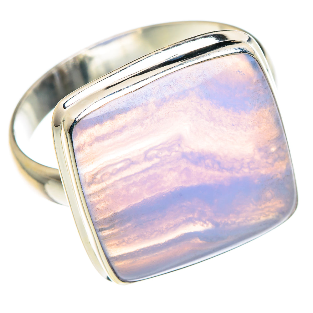 Blue Lace Agate Rings handcrafted by Anasilvercos - RING89064
