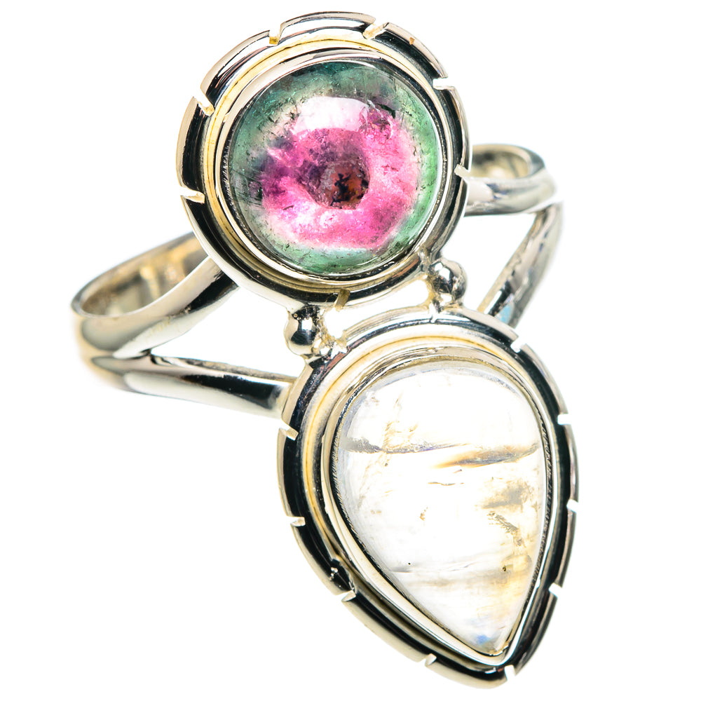 Rainbow Moonstone Rings handcrafted by Anasilvercos - RING89096