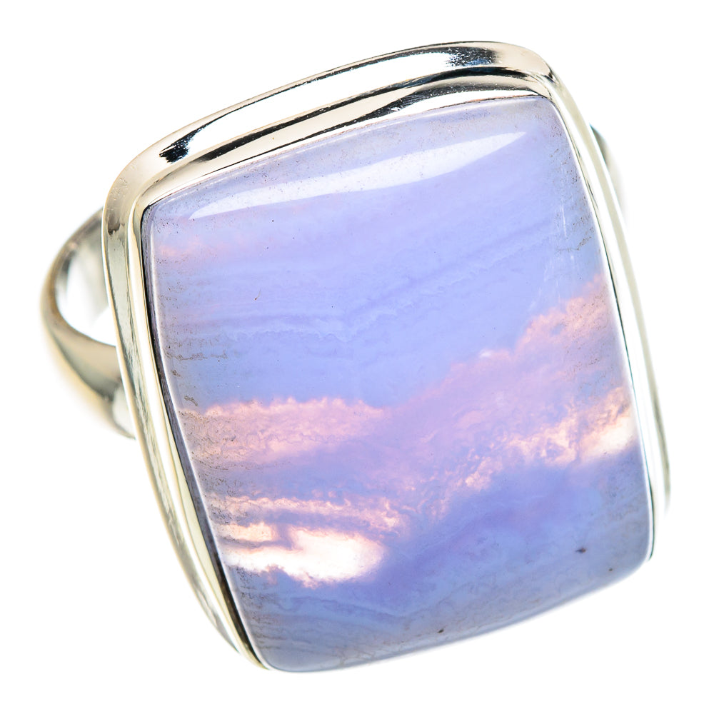 Blue Lace Agate Rings handcrafted by Anasilvercos - RING89131