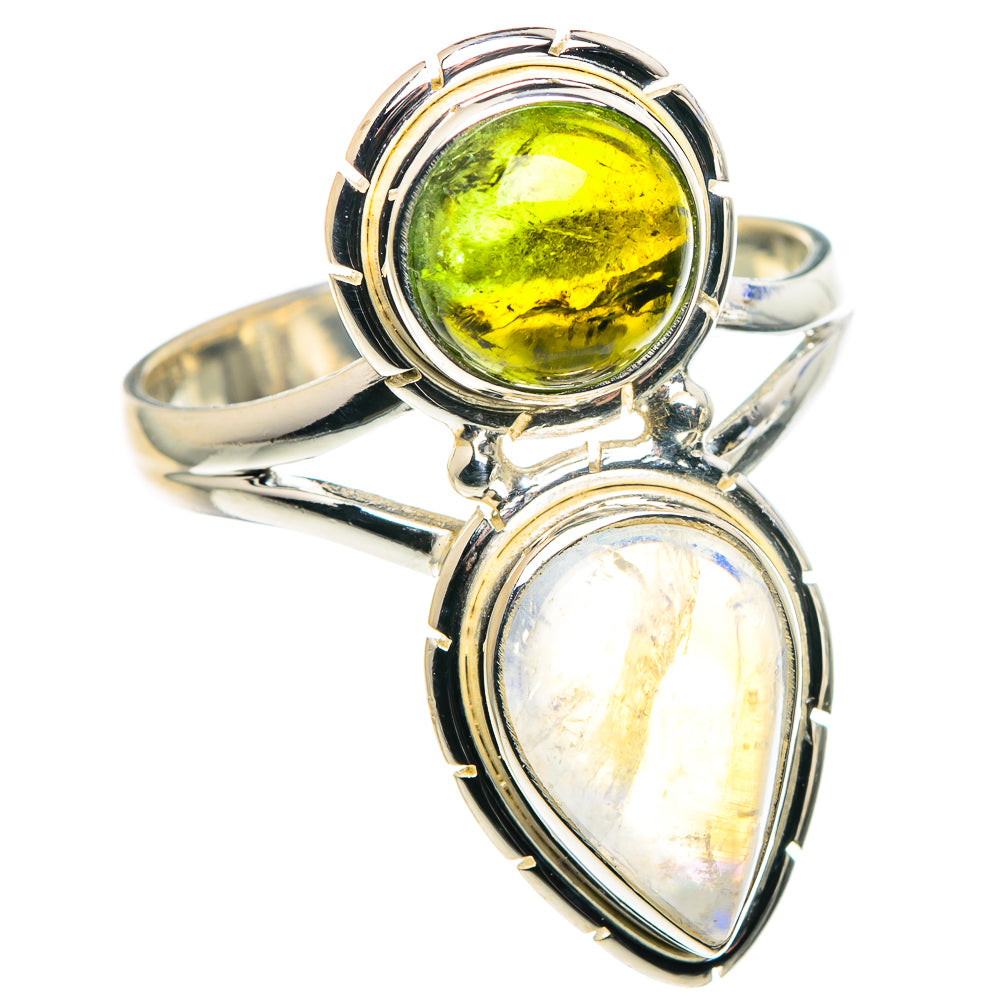 Rainbow Moonstone Rings handcrafted by Anasilvercos - RING89206