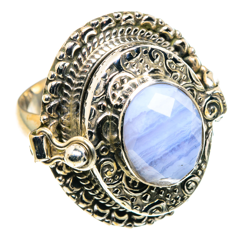 Blue Lace Agate Rings handcrafted by Anasilvercos - RING89319