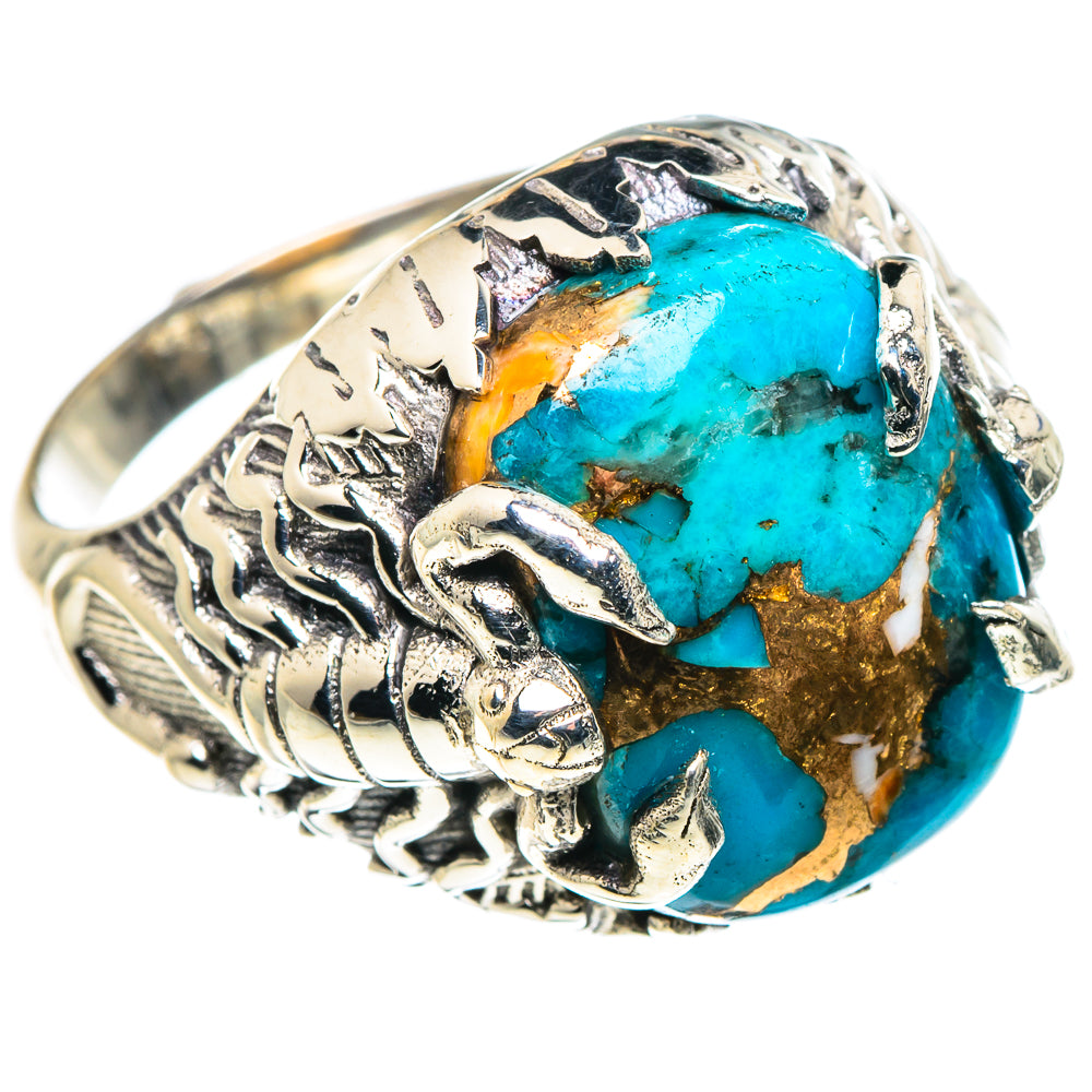 Blue Copper Composite Turquoise Rings handcrafted by Anasilvercos - RING89331