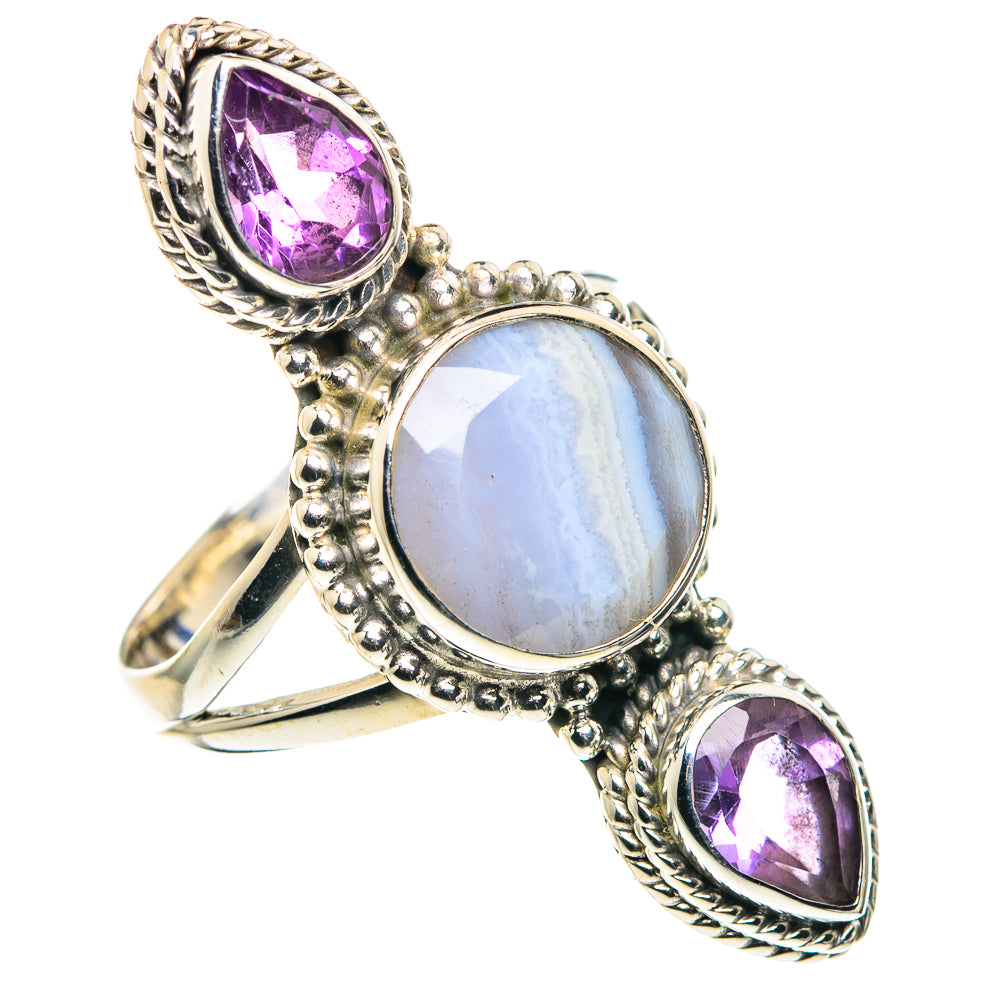 Blue Lace Agate Rings handcrafted by Anasilvercos - RING89342