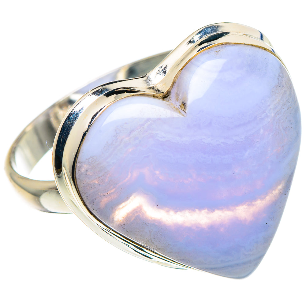 Blue Lace Agate Rings handcrafted by Anasilvercos - RING89350