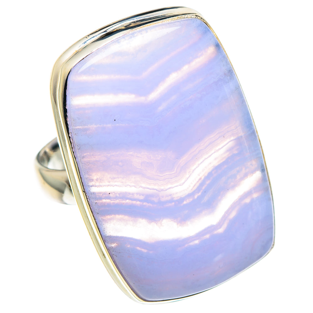 Blue Lace Agate Rings handcrafted by Anasilvercos - RING89352
