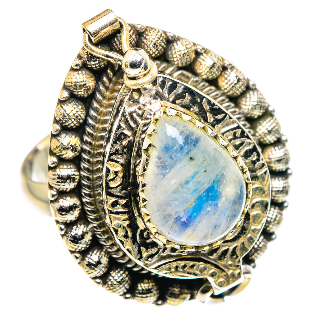 Rainbow Moonstone Rings handcrafted by Anasilvercos - RING89366