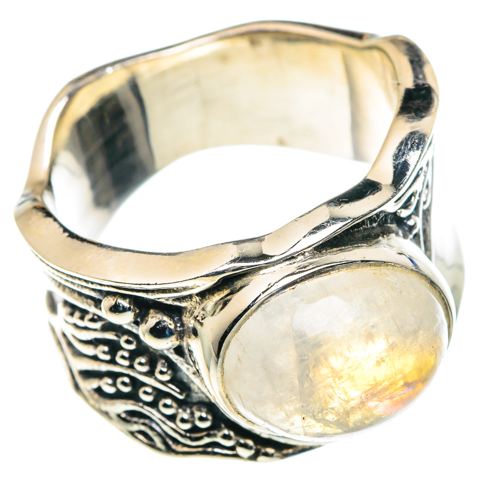 Rainbow Moonstone Rings handcrafted by Anasilvercos - RING89436