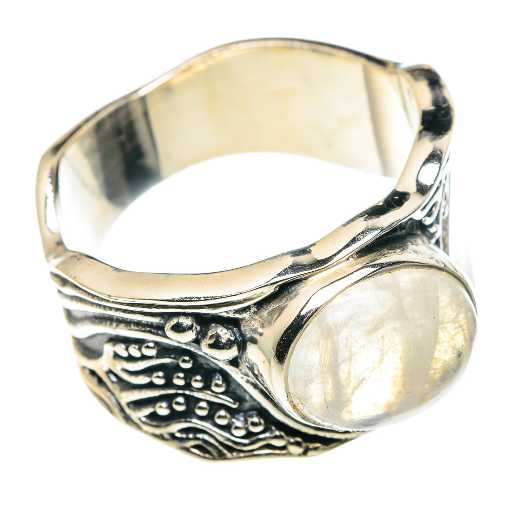 Rainbow Moonstone Rings handcrafted by Anasilvercos - RING89563