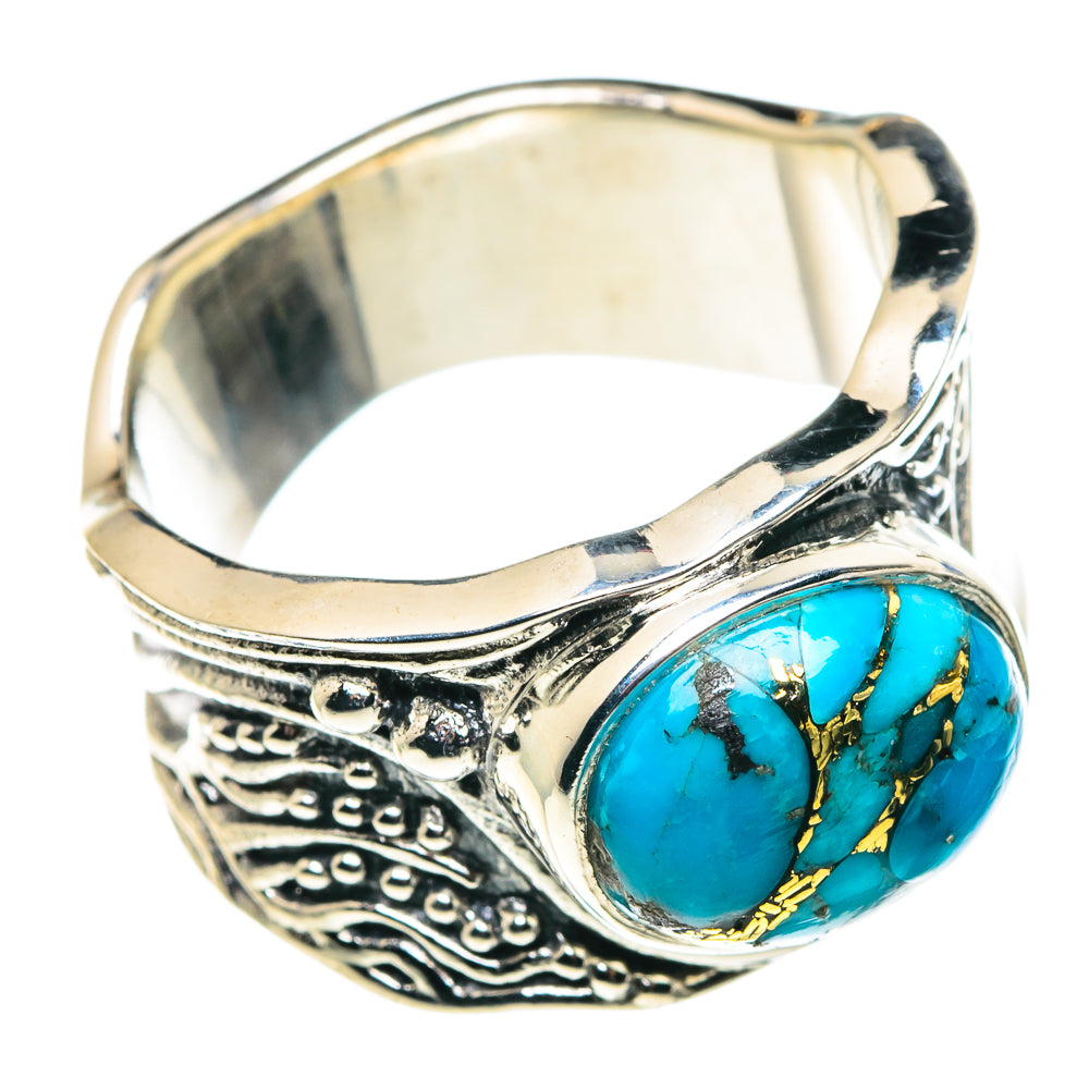 Blue Copper Composite Turquoise Rings handcrafted by Anasilvercos - RING89572