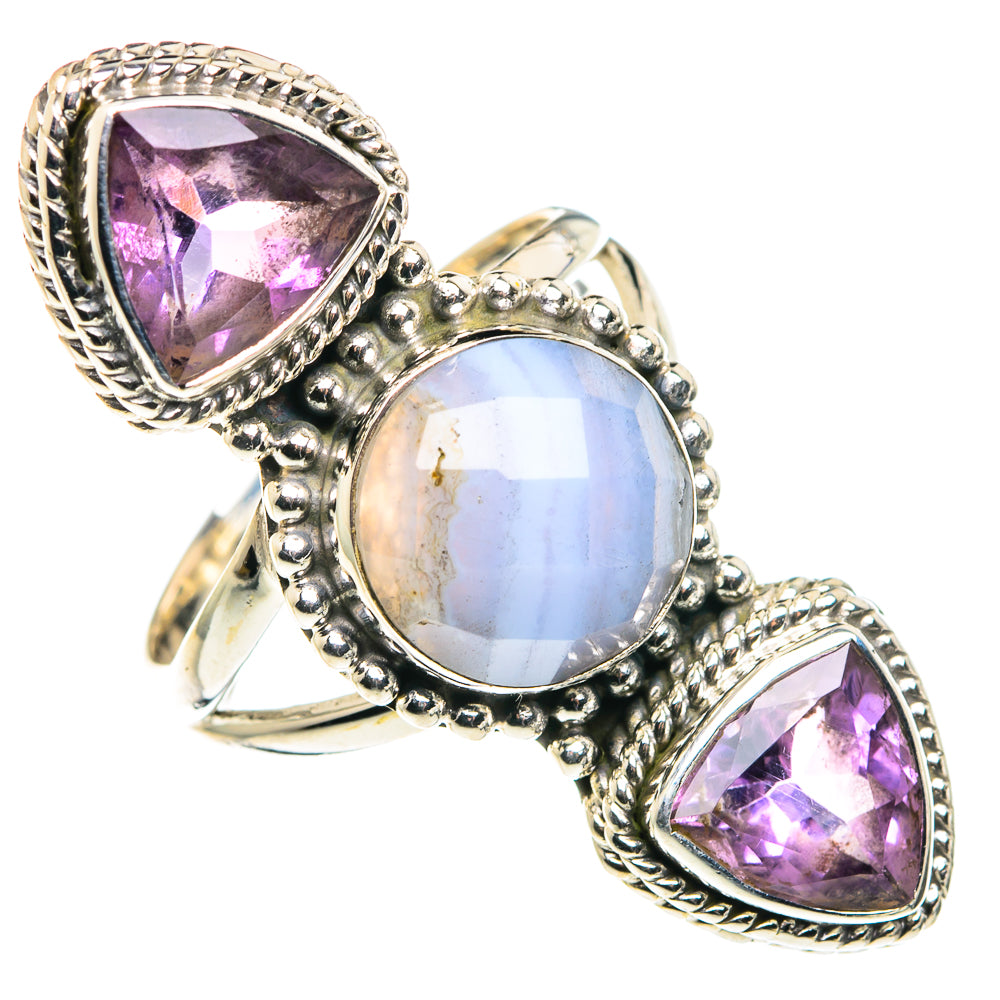 Blue Lace Agate Rings handcrafted by Anasilvercos - RING89590