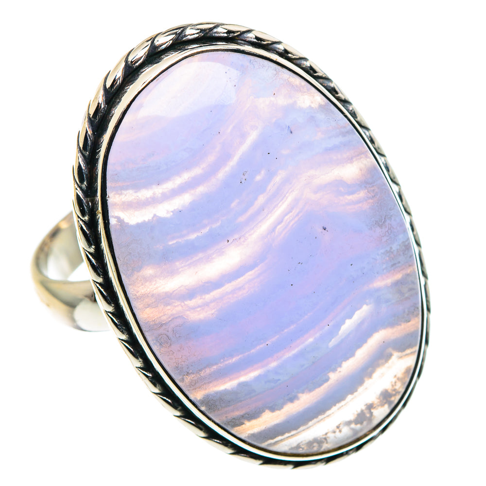 Blue Lace Agate Rings handcrafted by Anasilvercos - RING89635