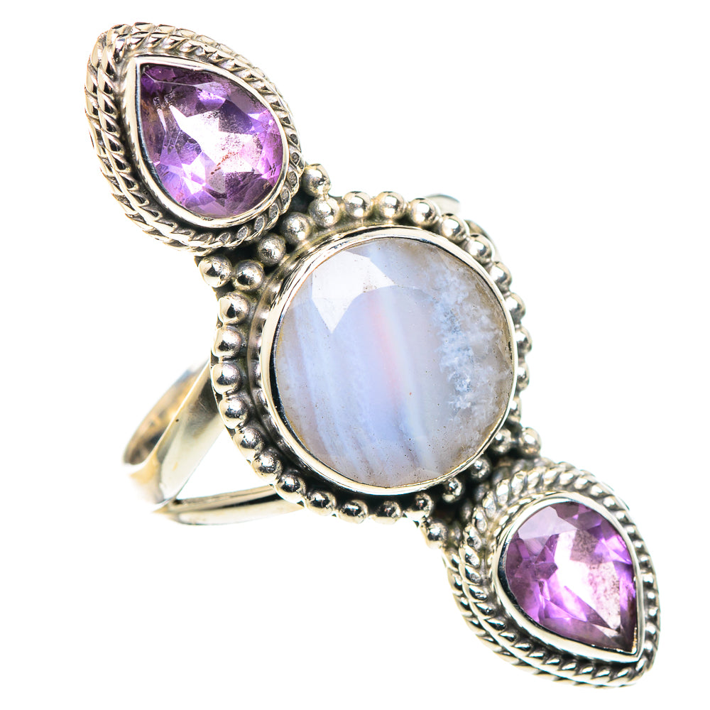 Blue Lace Agate Rings handcrafted by Anasilvercos - RING89662