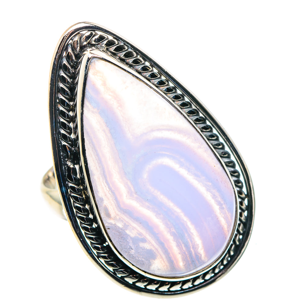 Blue Lace Agate Rings handcrafted by Anasilvercos - RING89664