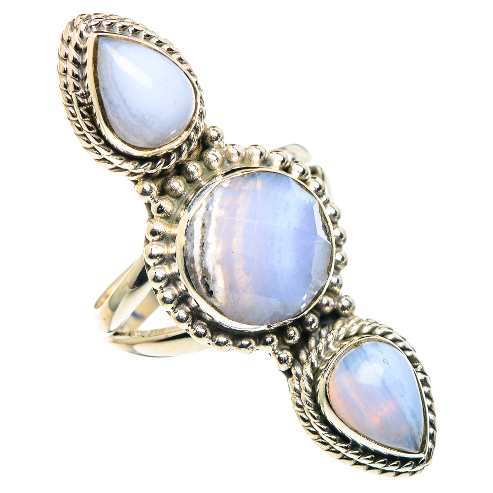 Blue Lace Agate Rings handcrafted by Anasilvercos - RING89668