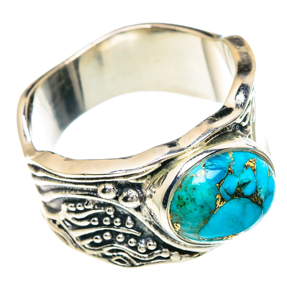 Blue Copper Composite Turquoise Rings handcrafted by Anasilvercos - RING89678