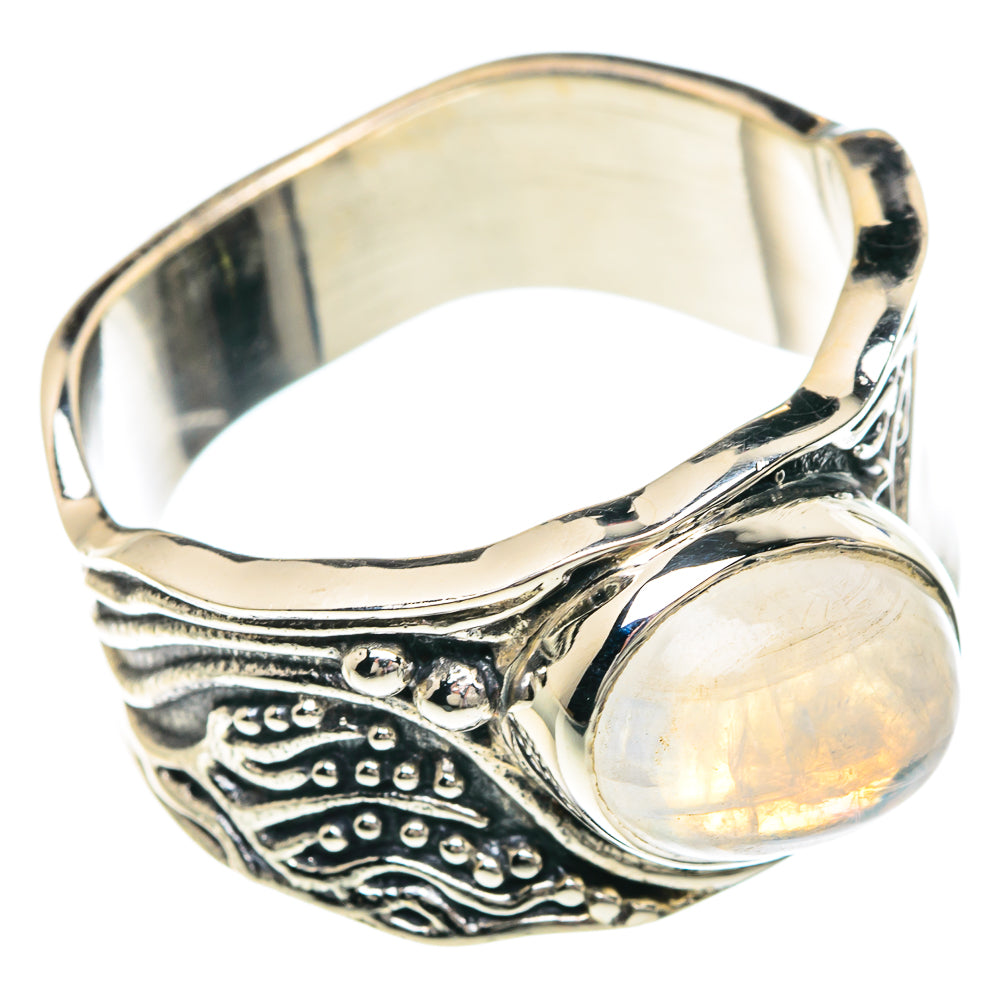 Rainbow Moonstone Rings handcrafted by Anasilvercos - RING89737