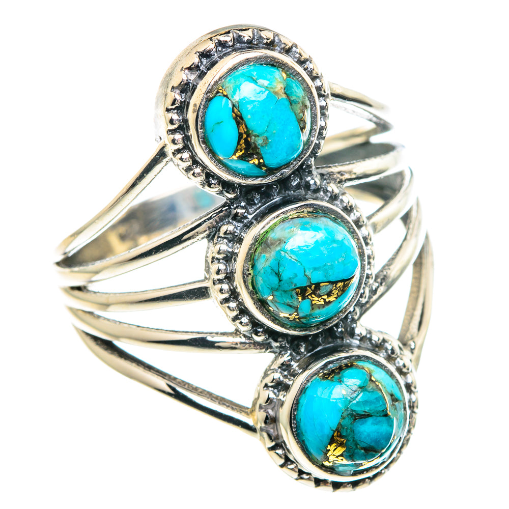 Blue Copper Composite Turquoise Rings handcrafted by Anasilvercos - RING89744