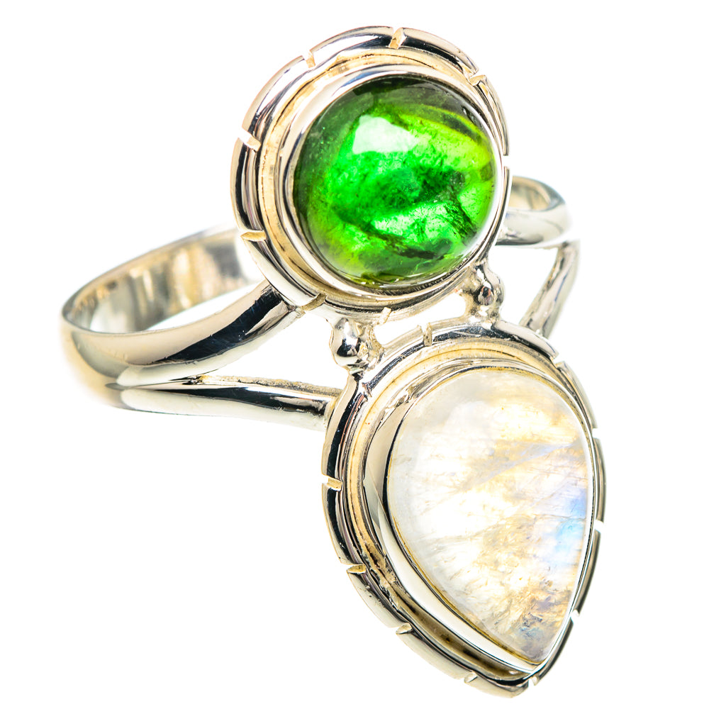 Rainbow Moonstone Rings handcrafted by Anasilvercos - RING89820