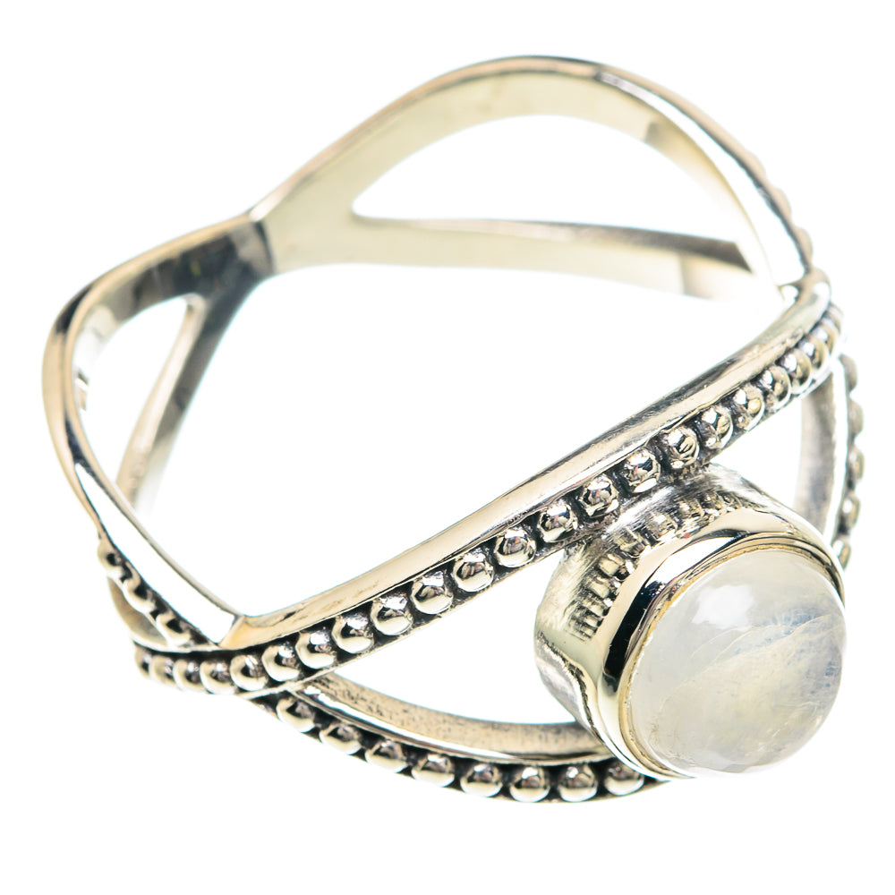 Rainbow Moonstone Rings handcrafted by Anasilvercos - RING89834