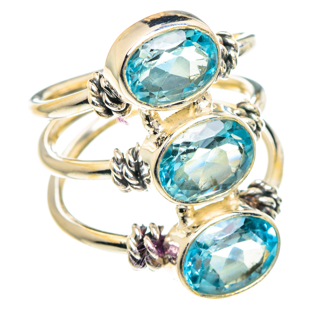 Blue Copper Composite Turquoise Rings handcrafted by Anasilvercos - RING89841
