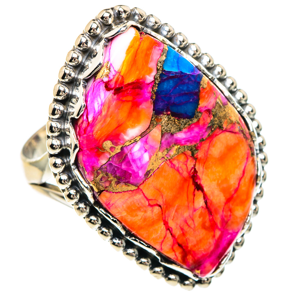 Kingman Pink Dahlia Turquoise Rings handcrafted by Anasilvercos - RING89933