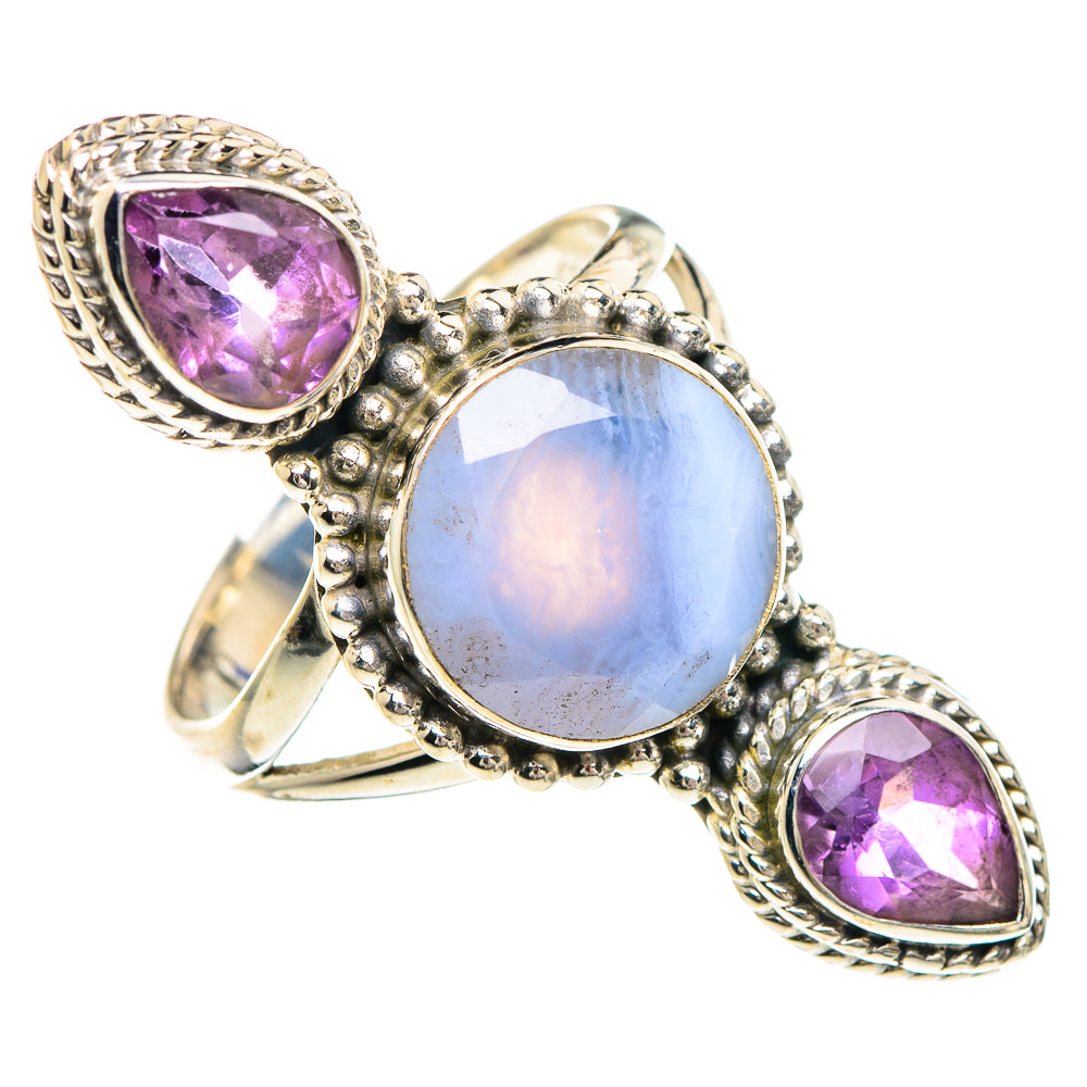 Aqua Chalcedony Rings handcrafted by Anasilvercos - RING89937