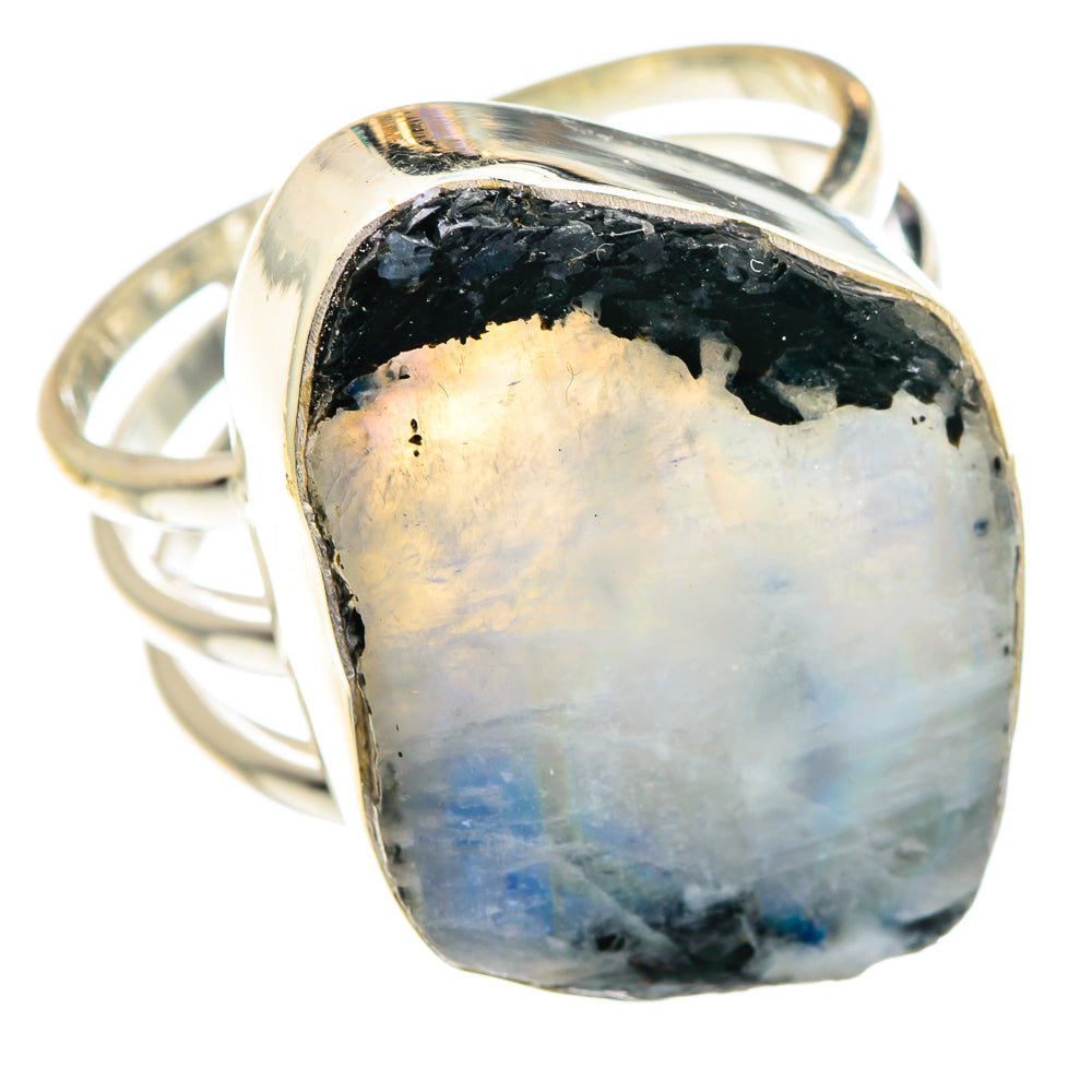Rainbow Moonstone Rings handcrafted by Anasilvercos - RING89944